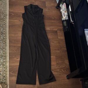 Shinestar Black Sleeveless Jumpsuit Collar Sailor Flowy Leg Minimal Capsule